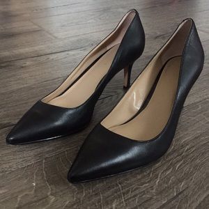 Ann Taylor “Reese” Black Leather Pumps
